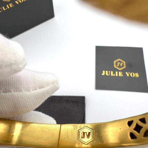 Julie Vos Iridescent Capri Blue Hinged Bangle Cuff Bracelet (retired design) - Picture 3 of 11